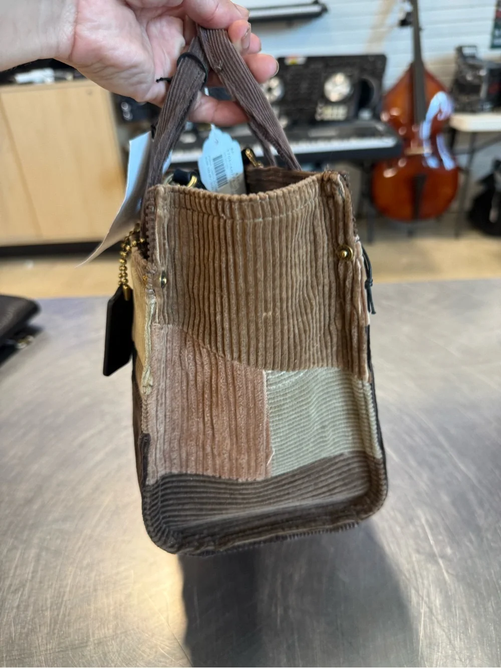 Coach Patchwork Corduroy Tote Bag in Brown Multi RARE LIMITED edition purse